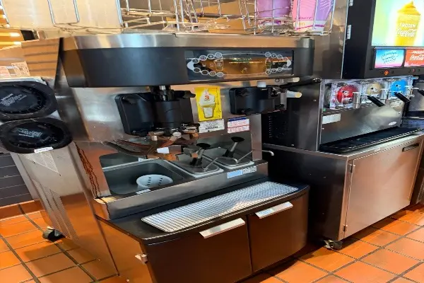 Soft serve ice cream and slushie machines.
